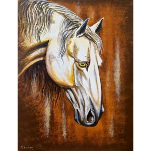 Muhammad Noman, 18 x 24 Inch, Acrylic on Canvas, Horse Painting, AC-MNON-005